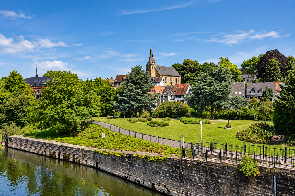 Essen Kettwig Ansicht von der Brücke aus fotografiert