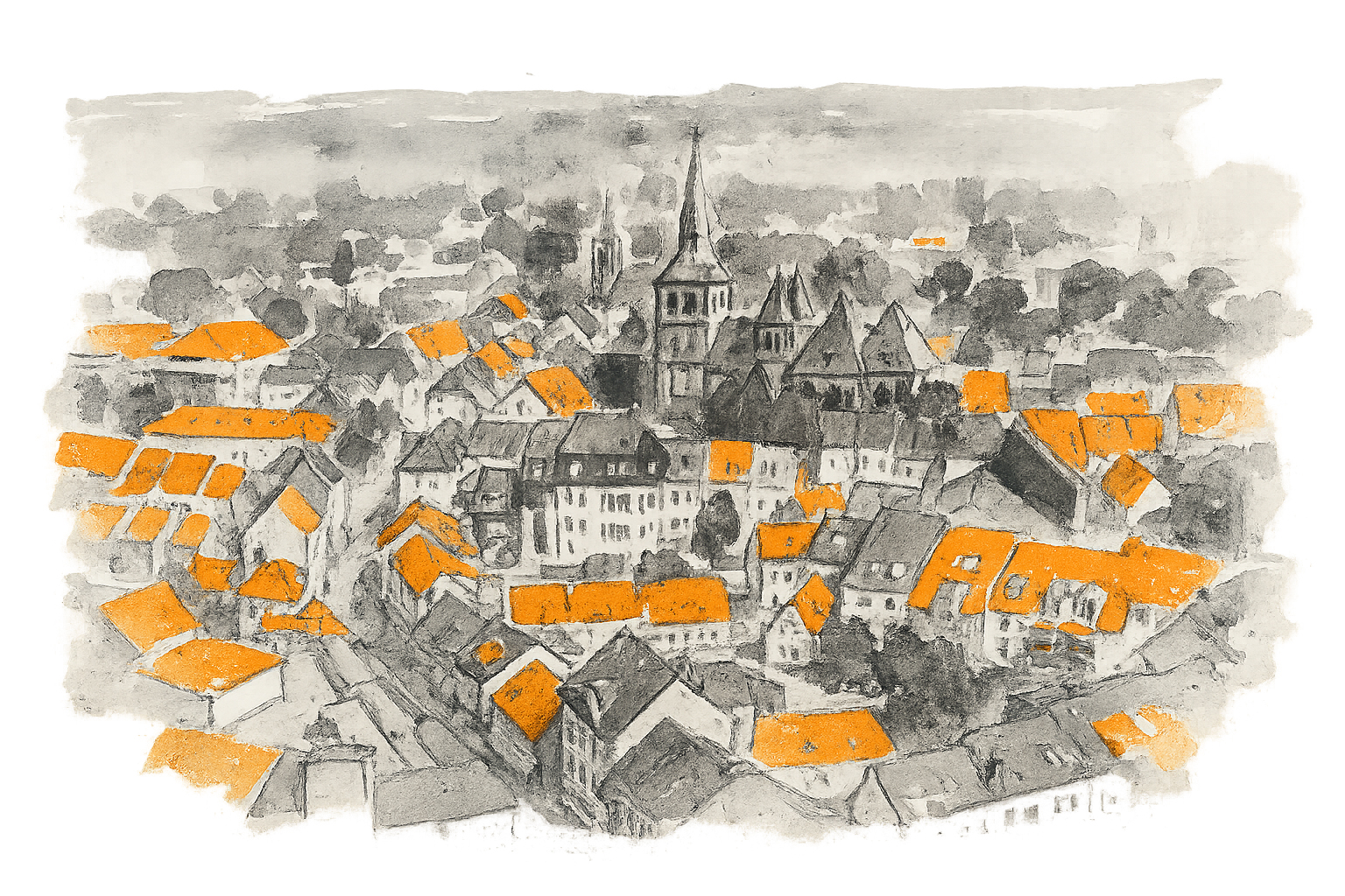 Ratingen Stadtansicht Aquarell