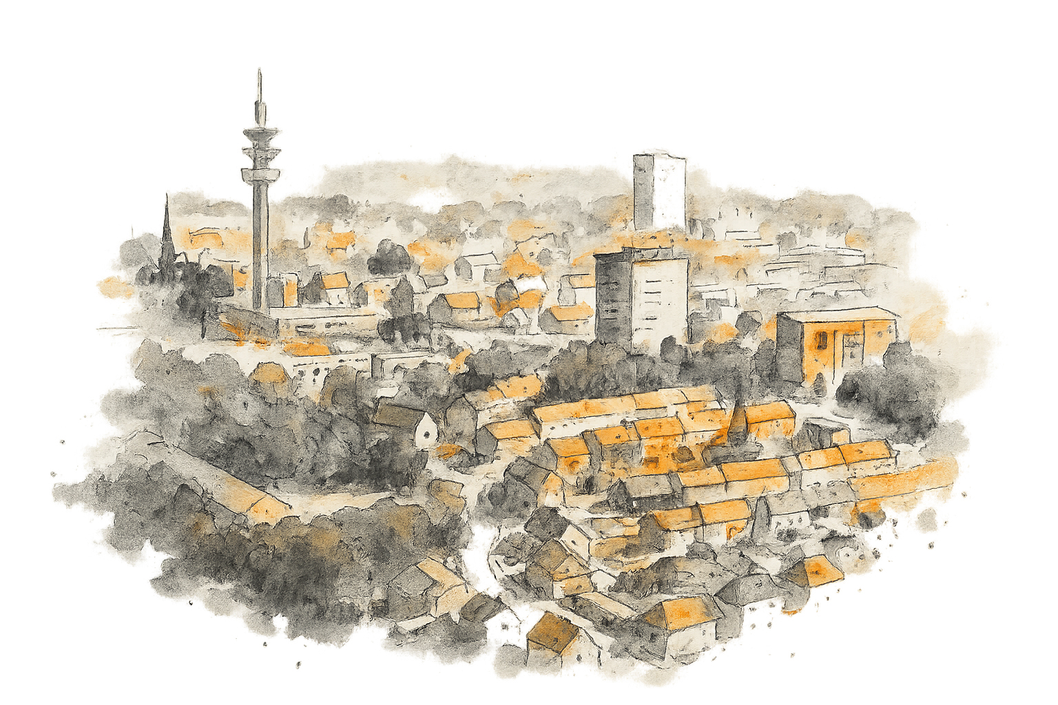 Velbert Innenstadt Aquarell